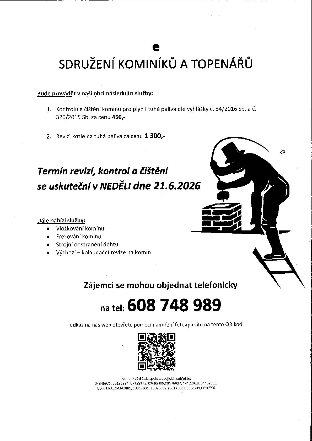 Sdružení kominíků a topenářů bude provádět...
