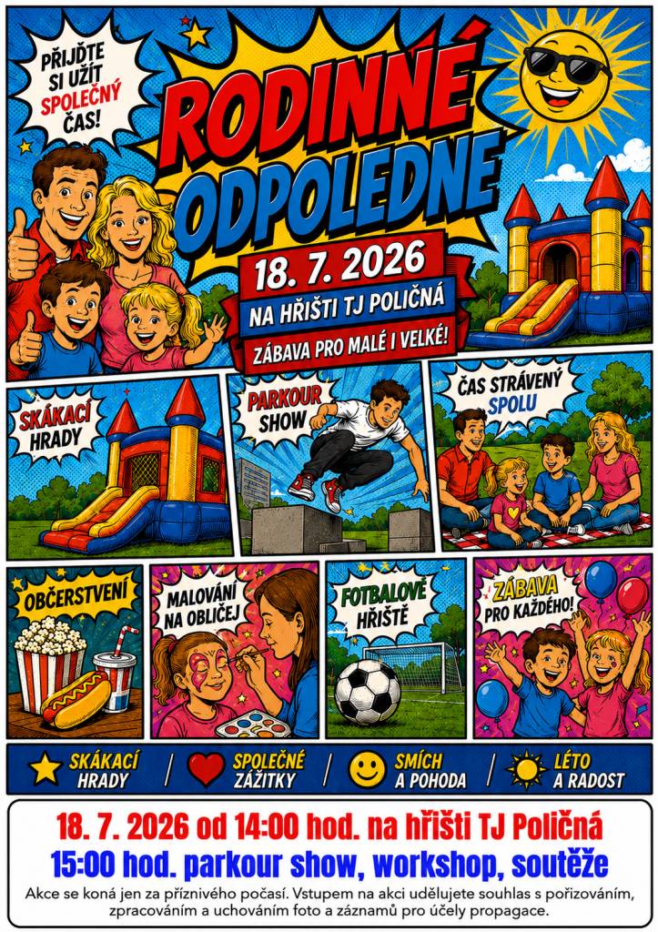 Zveme Vás na společně strávené odpoledne s fajn zábavou pro všechny.