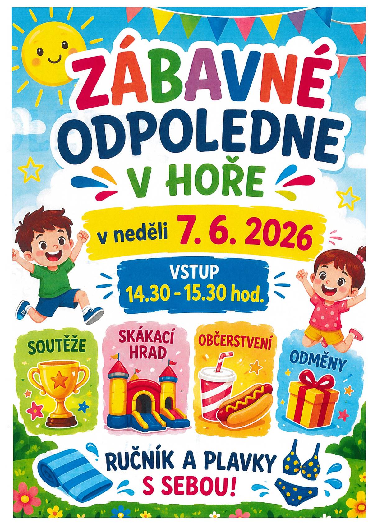 V neděli 7.6.2026 zábavné odpoledné v Hoře, vstup od 14:30-15:30, vstupné pro soutěžící 50,-Kč