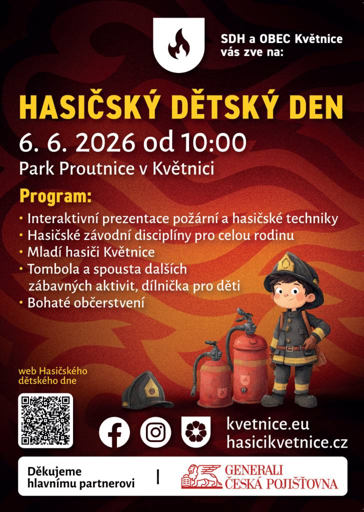 SDH  a obec Květnice Vás zvou na dětský den!    SDH a obec Květnice spojí síly a připraví pro Vás den plný zábavy a skvělého jídla pro celou rodinu.