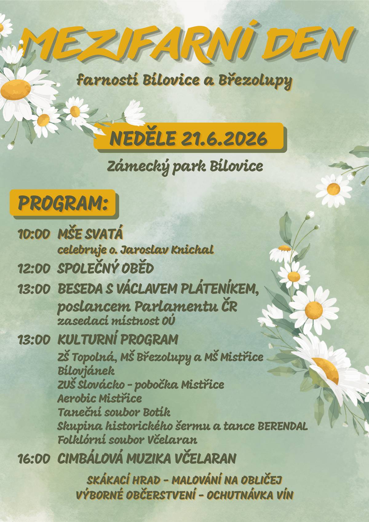 Pozvánka na mezifarní den farností Bílovice a Březolupy.