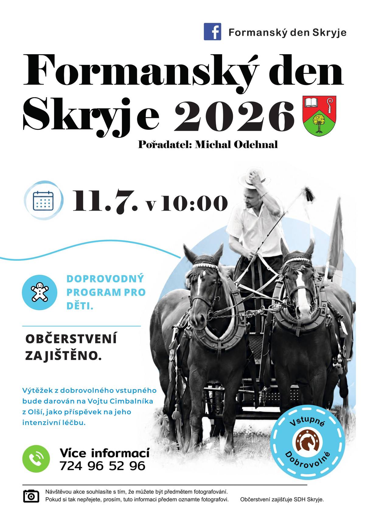 Zveme vás do Skryjí na Formanský den pořádaný v sobotu 11. 7. 2026. Připraven je doprovodný program pro děti.