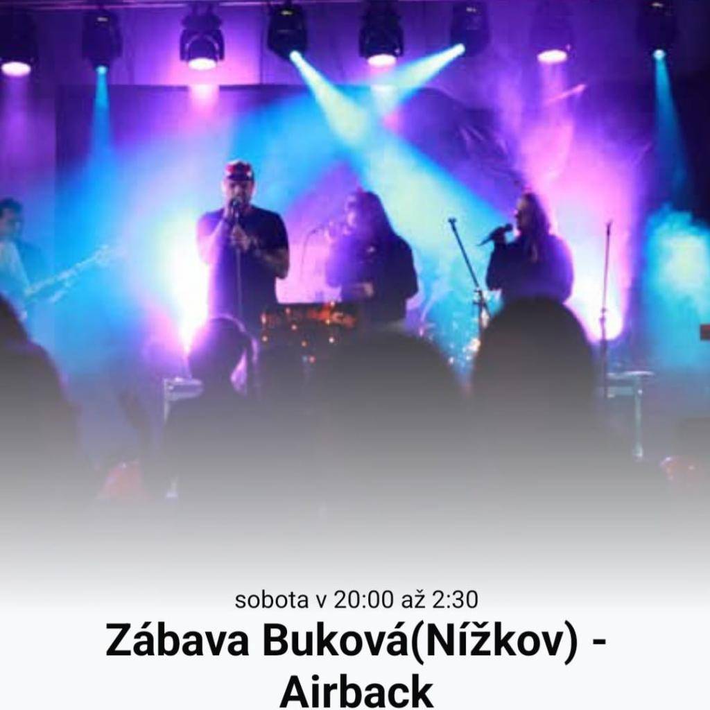 SDH Buková vás zve na taneční zábavu s kapelou Airback. V sobotu 6.6. Od 20:00 na výletišti v Bukové.
