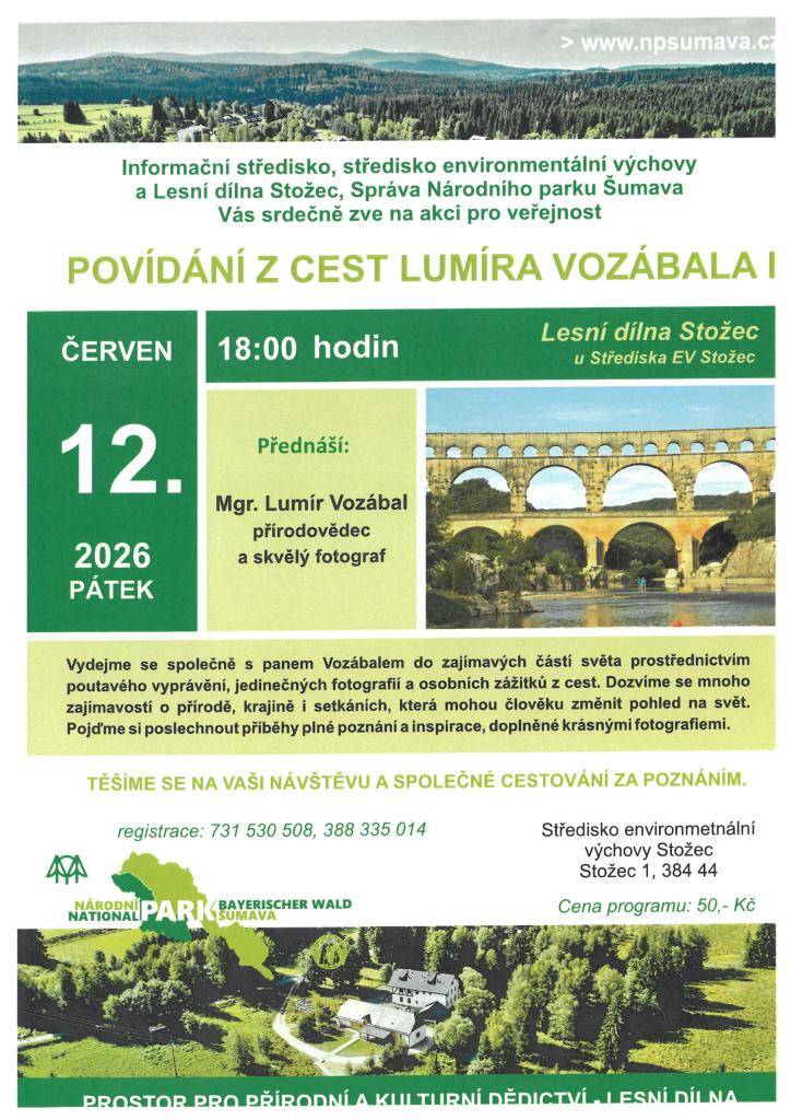 Povídání z cest Lumíra Vozábala 12.6.2026 od 18:00 v Lesní dílně Stožec