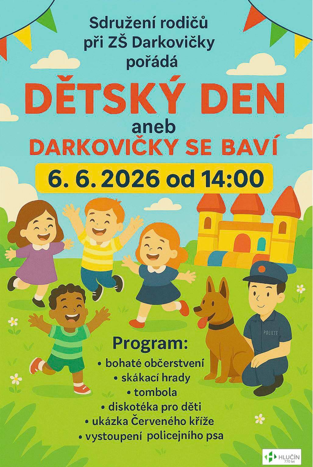 První červnová sobota bude v Darkovičkách patřit těm nejmenším, ale i jejich rodičům. Na fotbalovém hřišti FK Darkovičky se 6. června od 14 hodin uskuteční oblíbená akce s názvem „Den dětí aneb Darkovičky se baví“. Pořadatelé připravili bohatý program, který kombinuje napětí, sport i zasloužený relax. Hlavní program odstartuje ve 14:30 blokem různorodých soutěží. Pro děti budou po celé odpoledne k dispozici atrakce zcela zdarma. Od skákacích hradů pro nejmenší až po herní prvky pro starší školáky. Velkým lákadlem bude také ukázka práce policejního psa nebo stanoviště Českého červeného kříže. Zde si děti vyzkoušejí své dovednosti a za splněné úkoly získají občerstvení v podobě párku a pití. Celá akce vznikla díky úzké spolupráci místních složek. Velké poděkování za realizaci a pomoc s přípravami patří Jednotce sboru dobrovolných hasičů Darkovičky, Osadnímu výboru Darkovičky a také všem dobrovolníkům a aktivním rodičům, bez jejichž nasazení by se podobná akce neobešla. Vstup na hřiště je otevřen pro všechny obyvatele i návštěvníky z okolí! 🎈👨👩👧👦  #DenDeti #Darkovicky #DarkovickySeBavi #FKDarkovicky #RodinnaAkce #ProDeti #ZabavaProDeti #MoravskoslezskyKraj #Hlucinsko #SpolecneProDeti #KomunitniAkce #VikendSDětmi