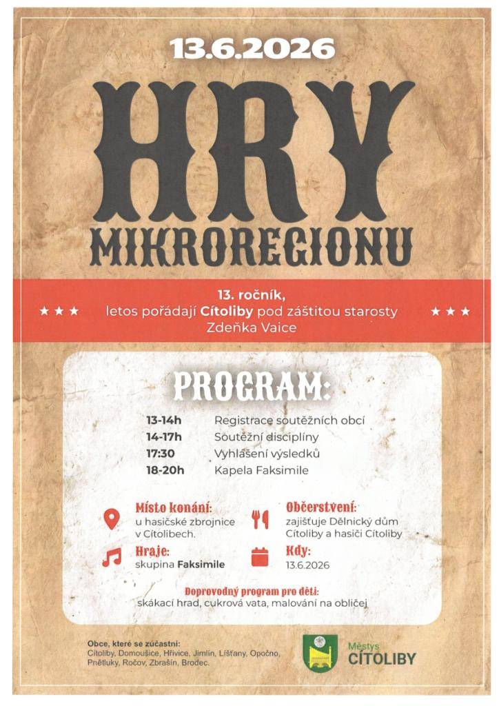 Hry Mikroregionu Lounské Podlesí 13.6.2026