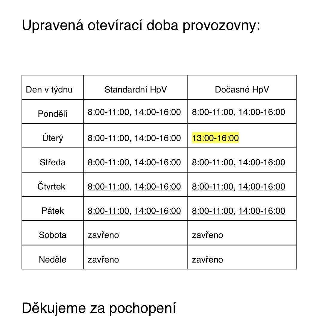 📩 ČESKÁ POŠTA 📩 Dovolujeme si Vás informovat o dočasné změně hodin pro veřejnost provozovny Březno. Rozsah hodin pro veřejnost bude omezen na nezbytně nutnou dobu ve dne 16.6.2026 z provozních důvodů.