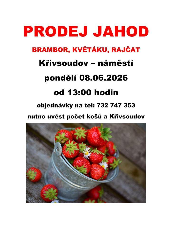 PONDĚLÍ 08.06.2026 od 13:00 hodi