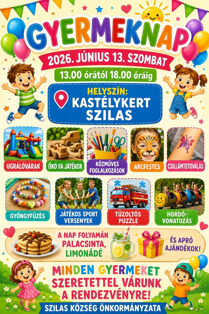 Sok szeretettel várjuk  községünk apraját-nagyját 2026 június 13-án, szombaton 13.00 órától a kastélykertben !!