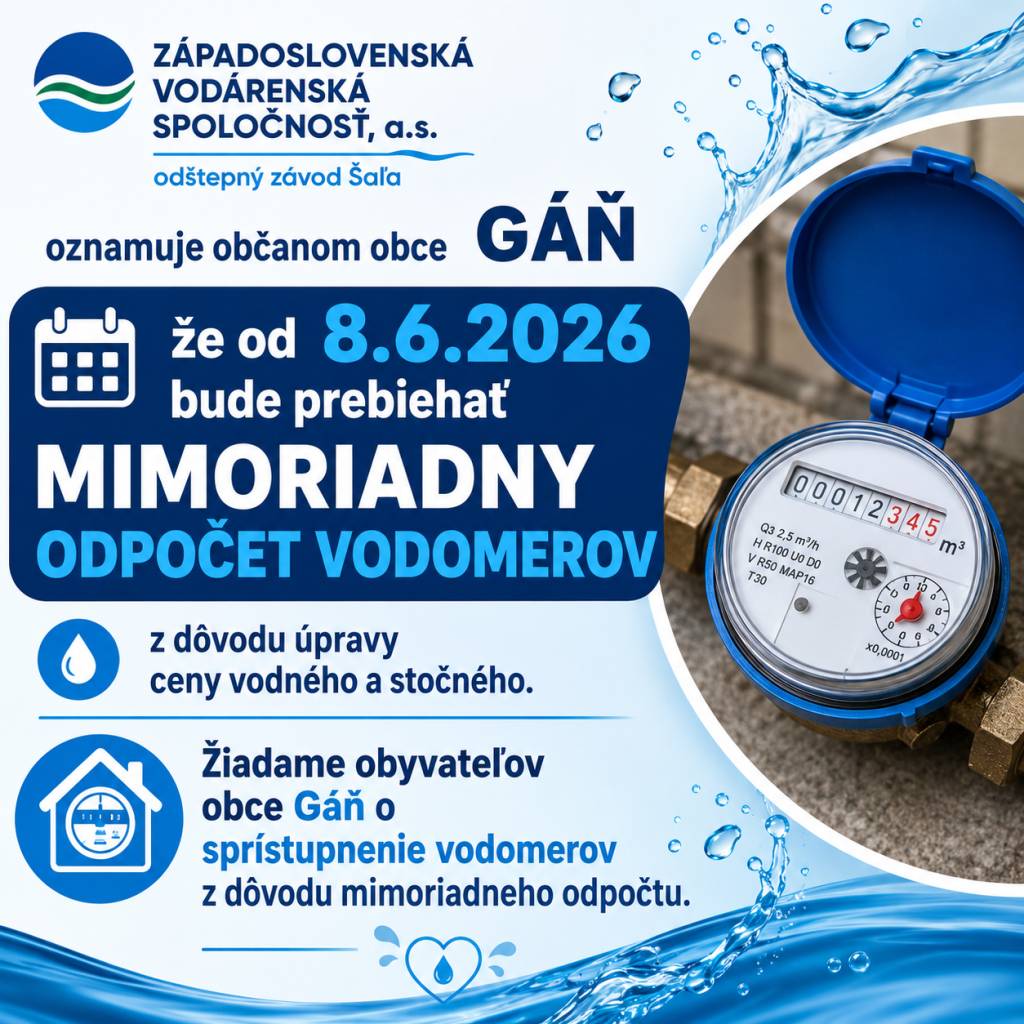 mimoriadny odpočet vodomerov z dôvodu úpravy ceny vodného a stočného.