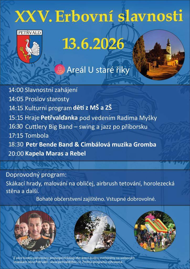 XXV. Erbovní slavnosti se uskuteční 13. června 2026 v Areálu U staré řiky.