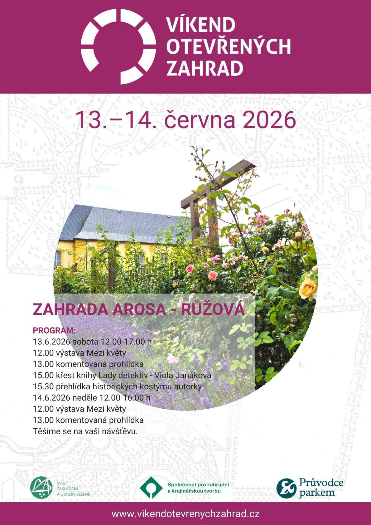 Víkend otevřených zahrad v zahradě AROSA. Výstava Mezi květy, komentované prohlídky.
