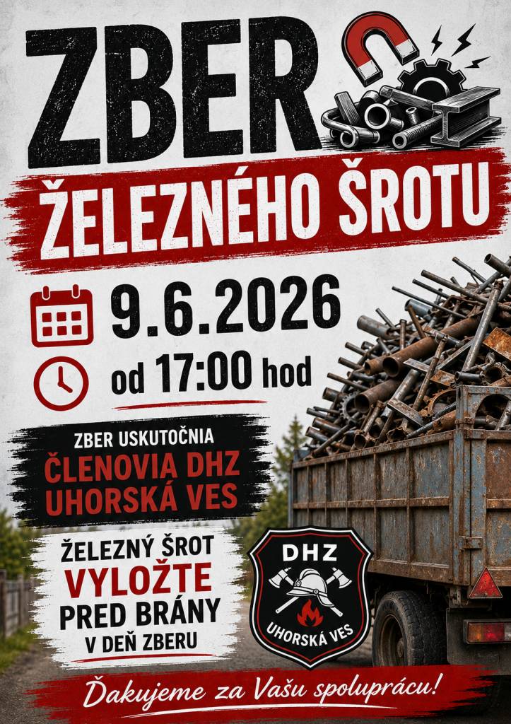 Dňa 9. júna 2026 sa uskutoční zber železného šrotu.