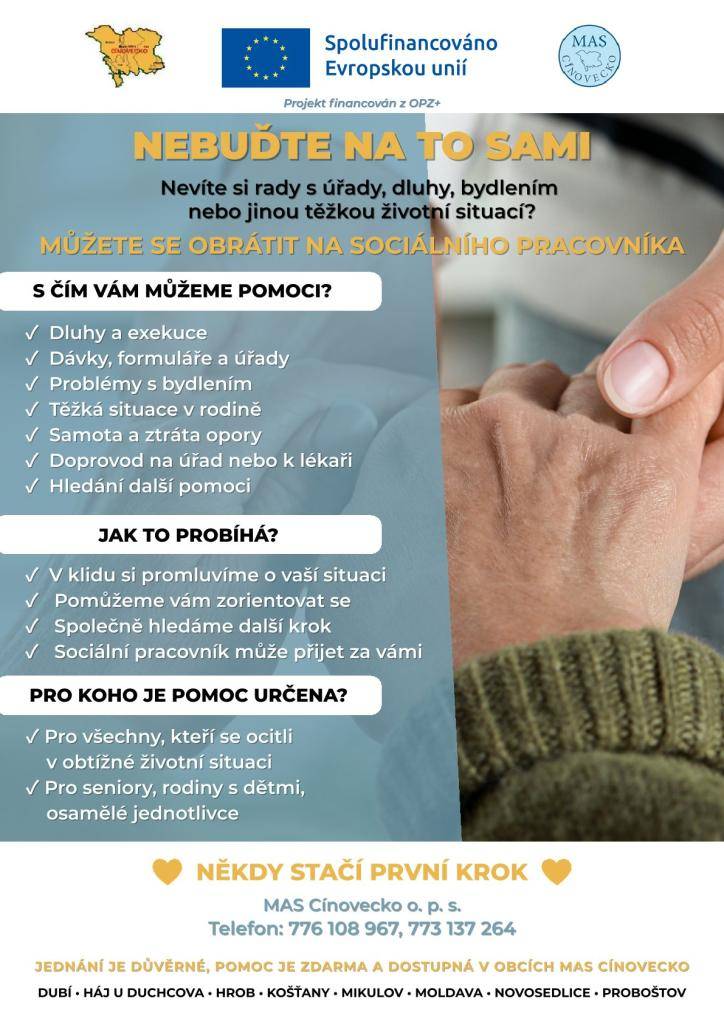 MAS Cínovecko o.p.s. poskytuje bezplatnou pomoc lidem, kteří se ocitli v obtížných životních situacích.