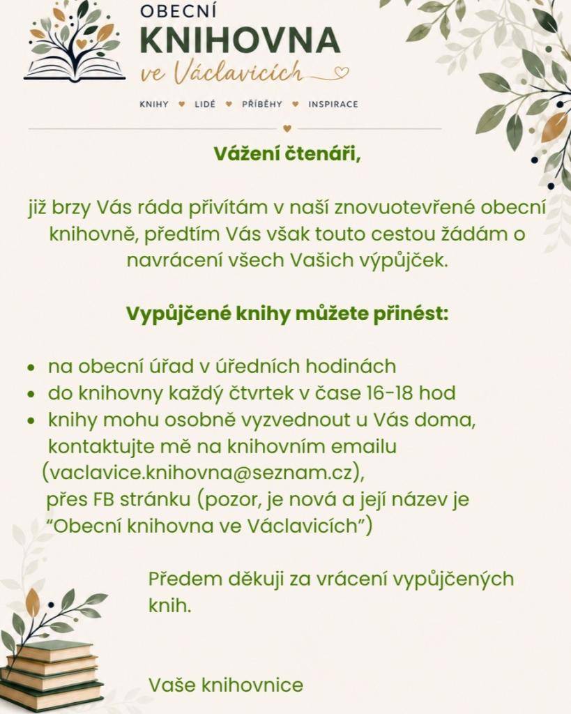 Chystá se znovuotevření obecní knihovny
