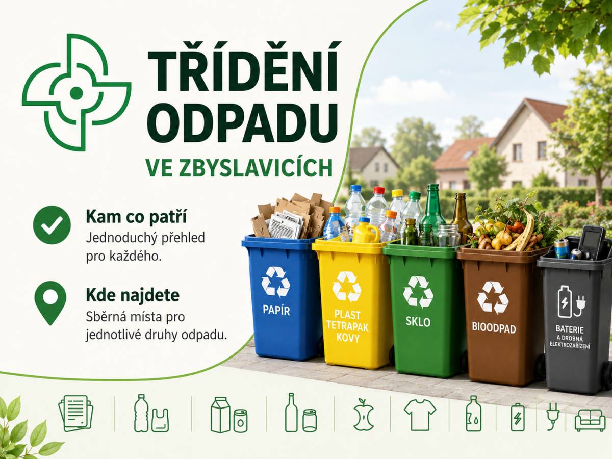 Přehled, kam ve Zbyslavicích patří jednotlivé druhy odpadu a kde je mužete odložit.