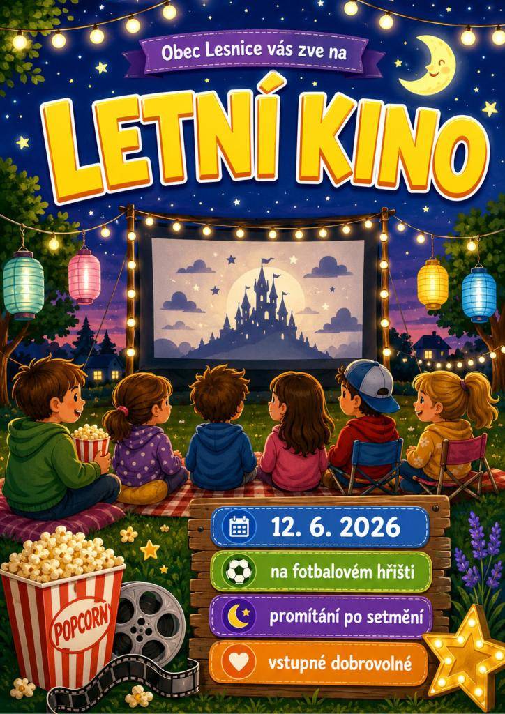 Fotbalové hřiště Lesnice 12.6.2026 po setmění.