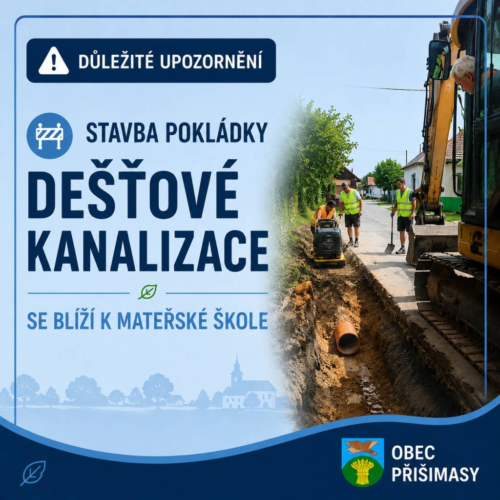 V následujících dnech se stavební práce posunou do prostoru u mateřské školy. Pokud to dovolí počasí, dojde k překopu komunikace pod MŠ a s tím spojenému dočasnému omezení průjezdu.