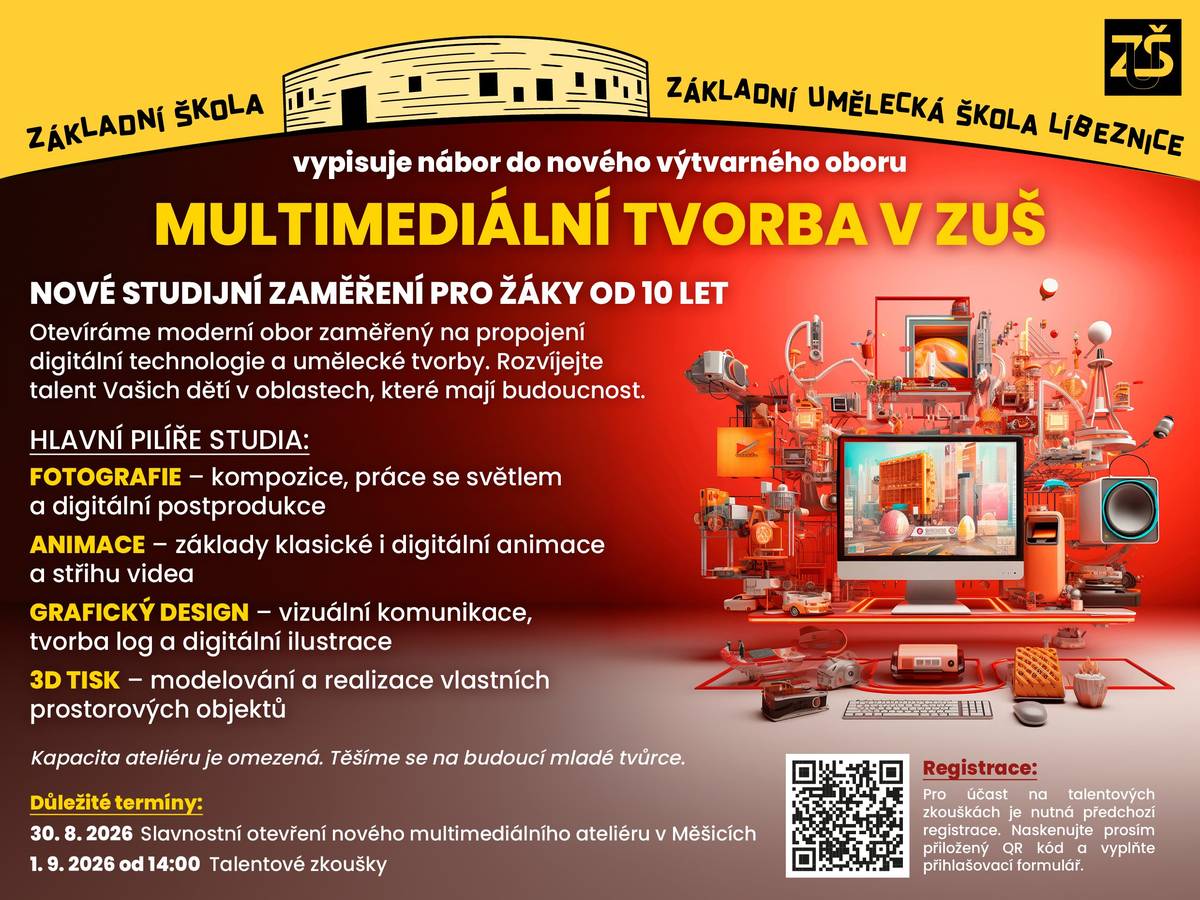 Základní škola a Základní umělecká škola Líbeznice bude od září  poskytovat vzdělávání v novém studijním zaměření "Výtvarná tvorba multimediální". Výuka bude probíhat na detašovaném pracovišti v nově zrekonstruované budově v Měšicích. Nový obor nabízí i dětem z okolních obcí.