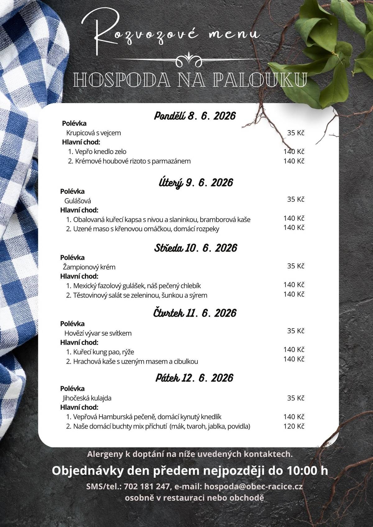 Rozvozové menu: