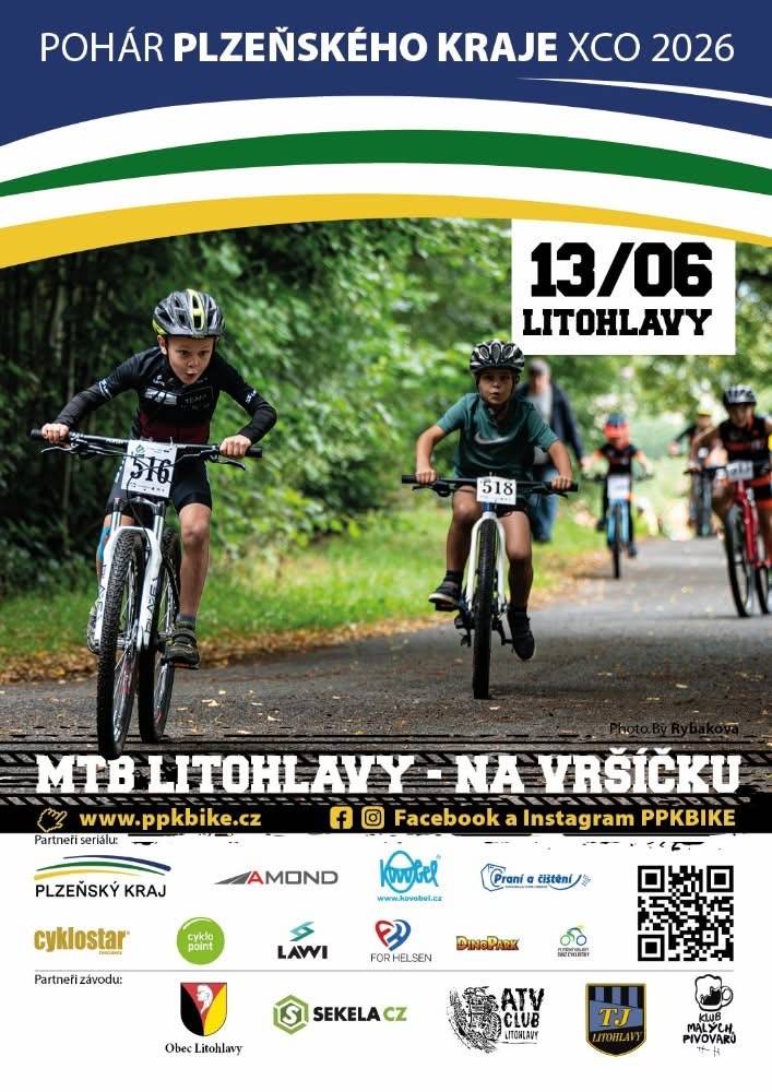 V sobotu 13.6.2026 se na Vršíčku uskuteční závody horských kol Poháru Plzeňského kraje. Litohlavské děti mají startovné zdarma. Občerstvení zajišťuje Klub malých pivovarů.