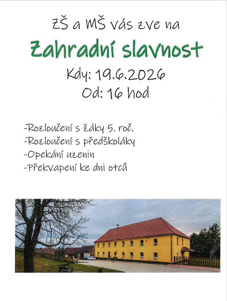 Pozvánka pro občany Křesetic na zahradní slavnost
