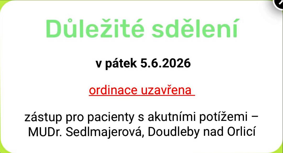 Uzavření ordinace MUDR. Muthsam