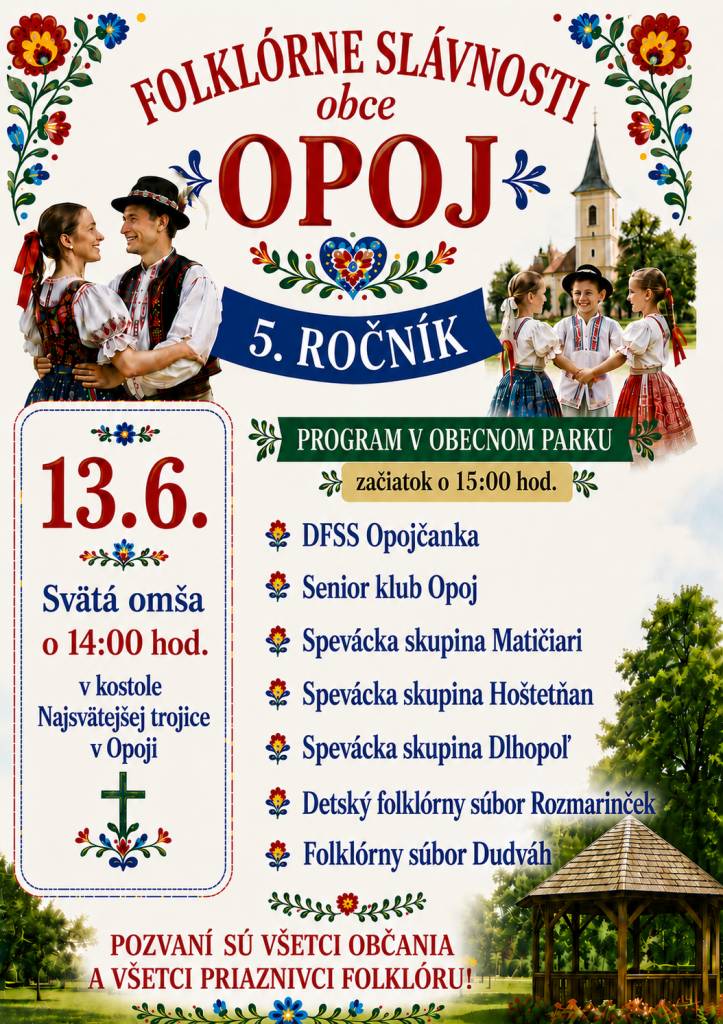 Srdečne pozývame všetkých občanov a priaznivcov folklóru.