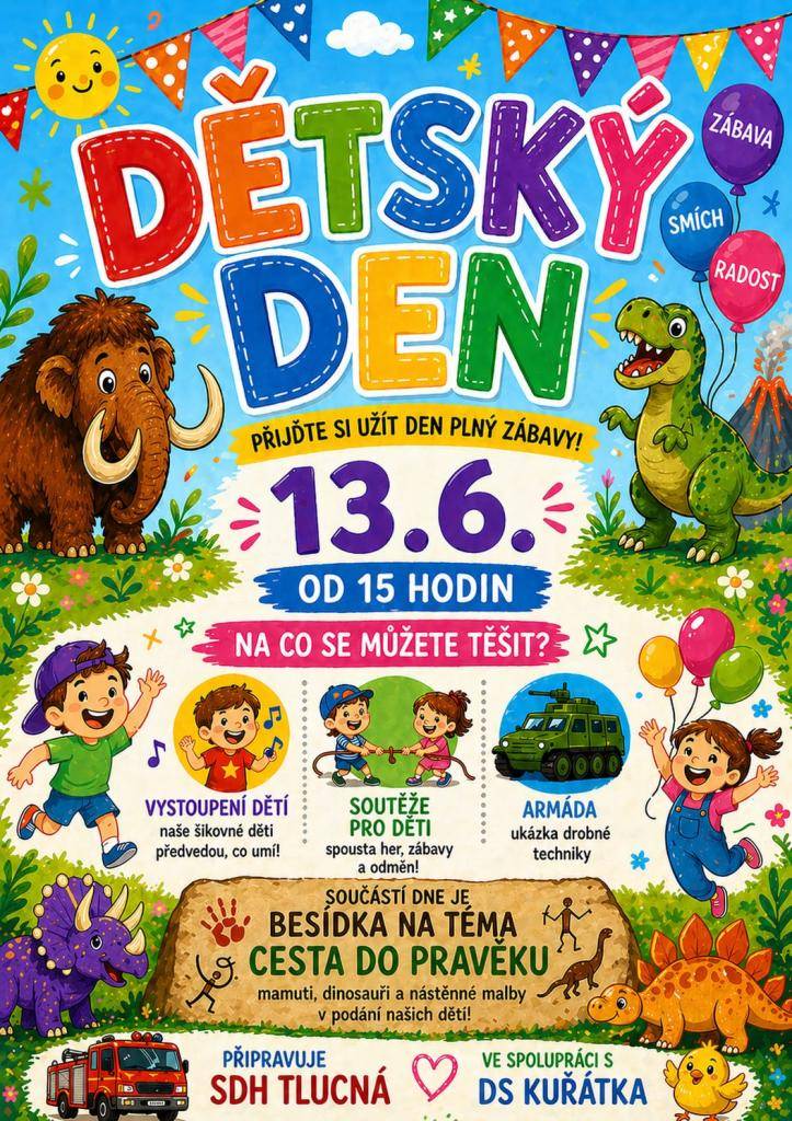 V Tlucné bude již tradiční dětský den. Všichni jste srdečně zváni.