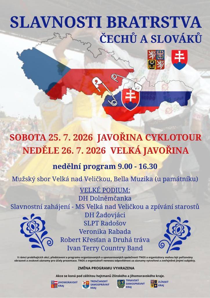 Sobota 25.07.2026 - Javořina Cyklotour  Neděle 26.07.2026 - Velká Javořina  nedělní program 9:00 - 16:30 hodi
