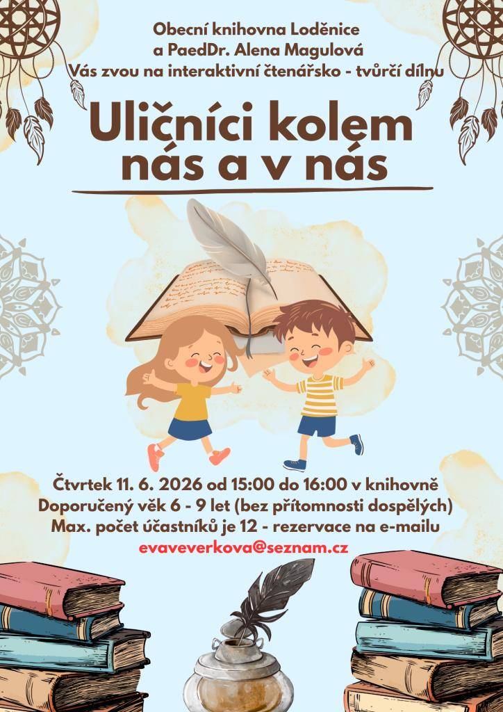 Kde: Obecní knihovna Loděnice  Kdy: 11. června 2026 od 15:00 do 16:00