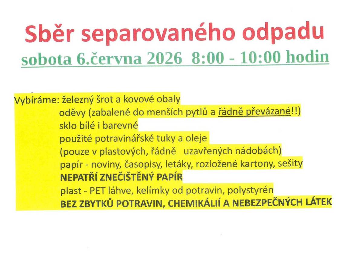 sobota 6. června 8:00 - 10:00 hodi
