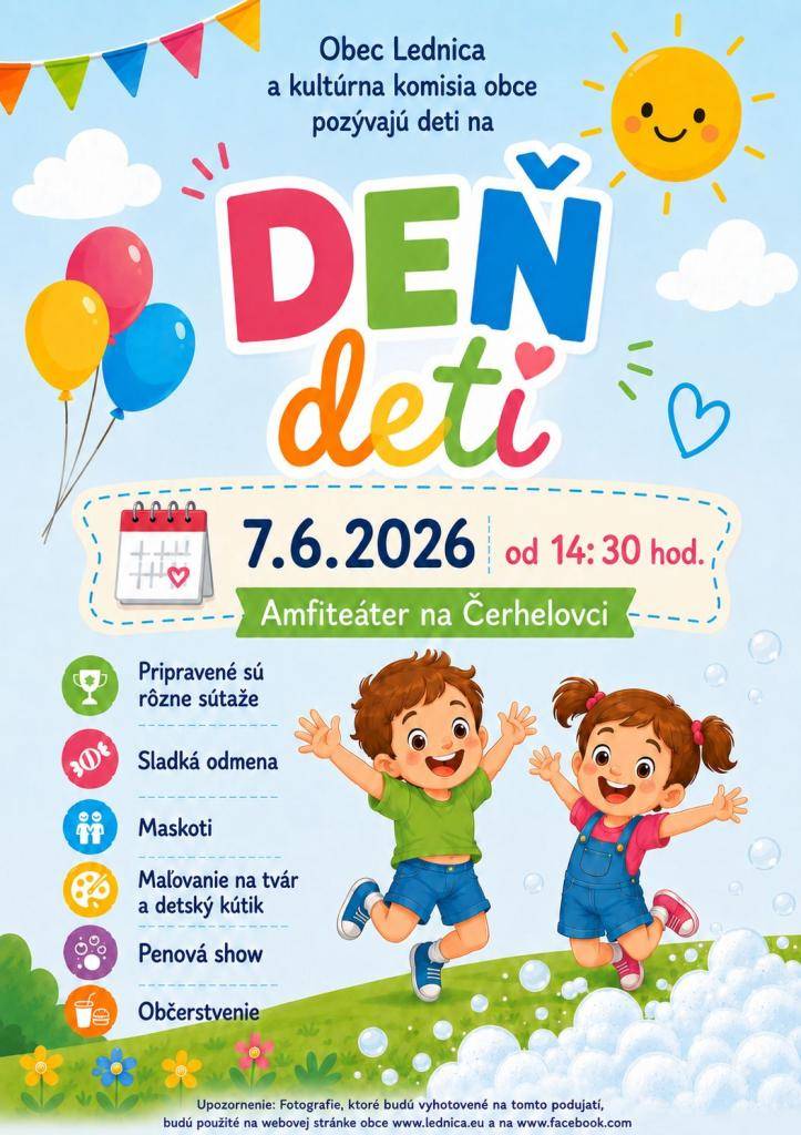 Milé deti, pozývame Vás na veselú oslavu Dňa detí