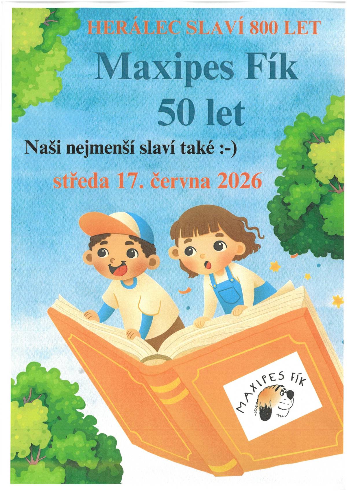 STEZKA Maxipsa Fíka středa 17.6.2026 od 16 hod. sraz v knihovně Herálec (poslední interaktivní knihovnička tentokrát venku)