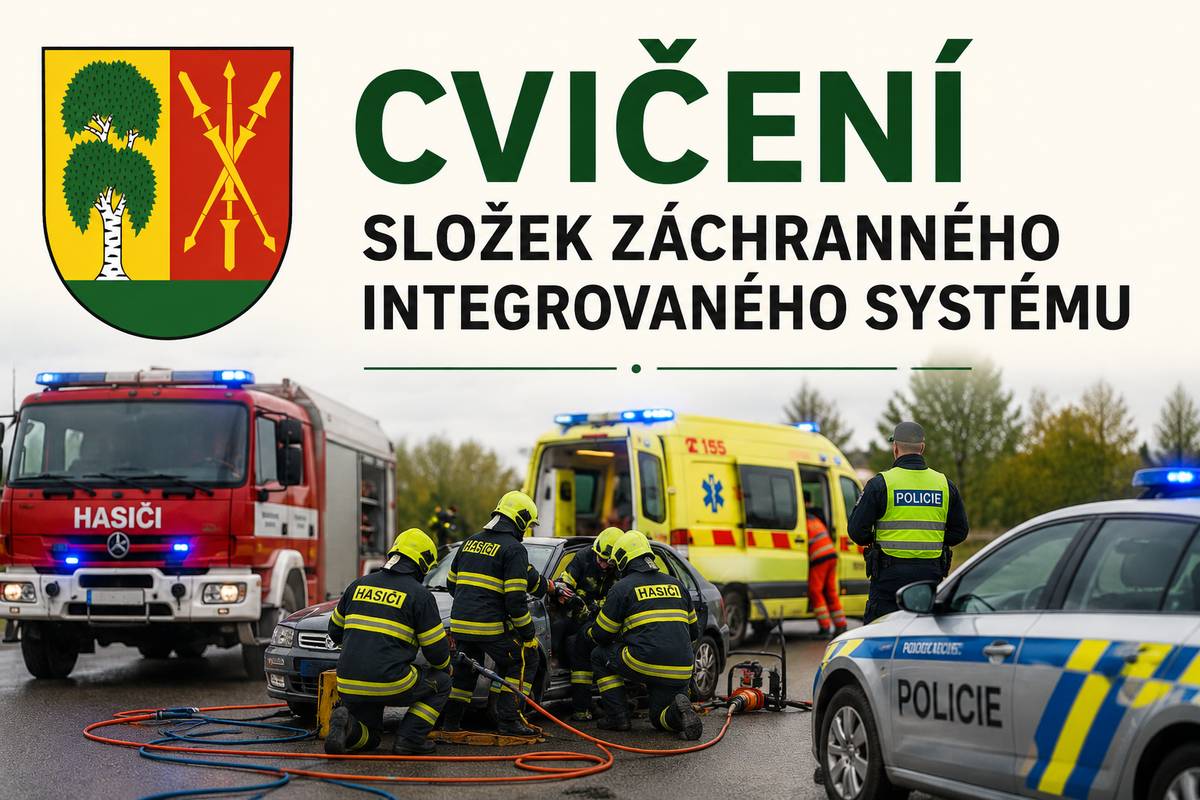 Vážení občané, oznamujeme Vám, že dne 11.6.2026 od 7.00 do 18.00 hodin bude v naší obci probíhat cvičení složek záchranného integrovaného systému. Z tohoto důvodu může být v obci zaznamenán zvýšený pohyb vozidel a osob záchranných složek. V rámci cvičení bude rovněž využívána vodní plocha Kapřín. Prosíme občany o klid a pochopení. Nejedná se o mimořádnou událost, ale o plánované cvičení. Děkujeme za pochopení. Obecní úřad