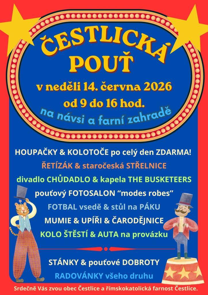 Čestlická pouť - neděle 14.6.2026 od 9h