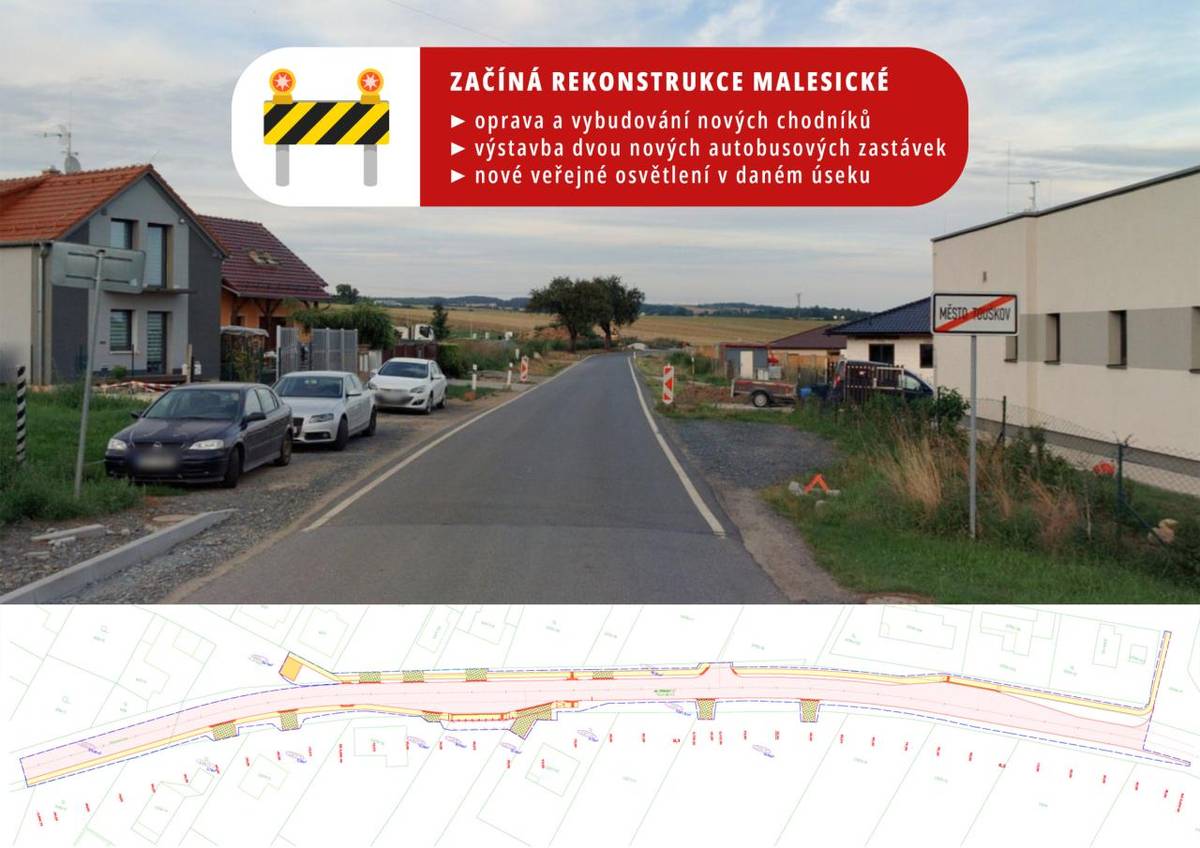 Součástí projektu je oprava a vybudování nových chodníků, výstavba dvou nových autobusových zastávek v obou směrech a také nové veřejné osvětlení v daném úseku.