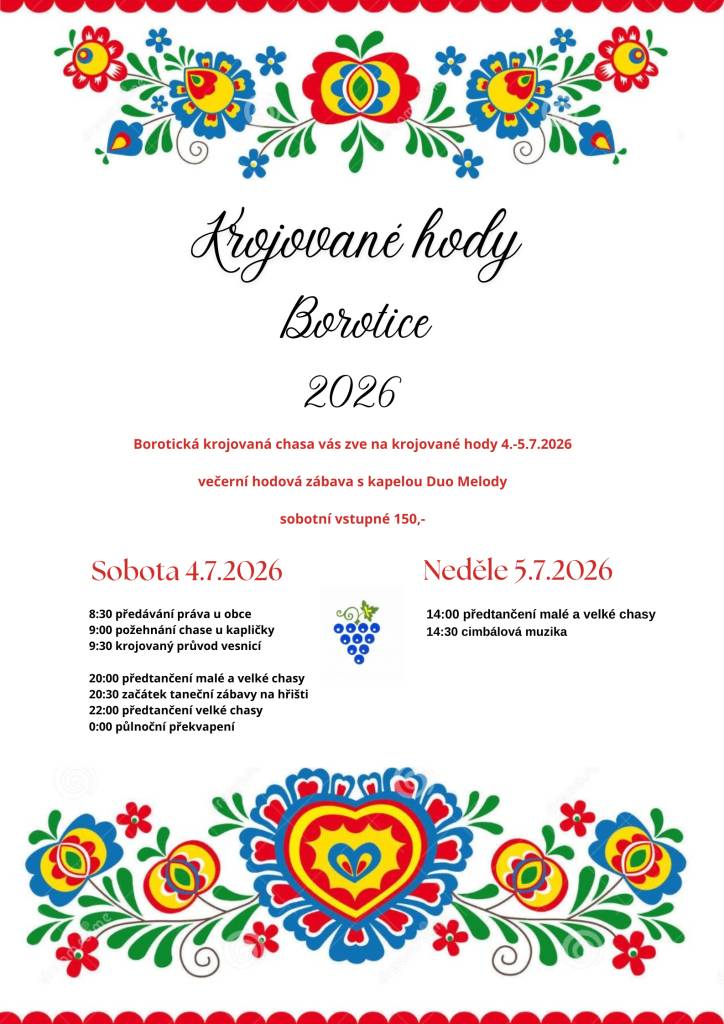 Krojované hody 2026 v Boroticích