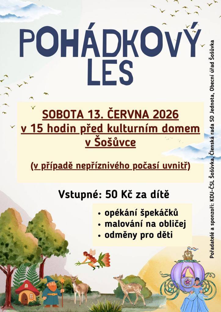 SOBOTA 13. ČERVNA 2026 v 15 hodin před kulturním domem v Šošůvce