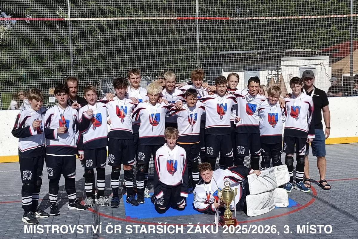 Město Zliv srdečně gratuluje starším žákům z HBC Zliv, kteří během víkendu 5.6-7.6.2026 vybojovali na Mistrovství ČR krásné 3.místo a tím reprezentovali naše město. Přejeme všem hokejbalistům mnoho dalších vítězství, sportovní radosti a úspěchů v následujících sezónách.