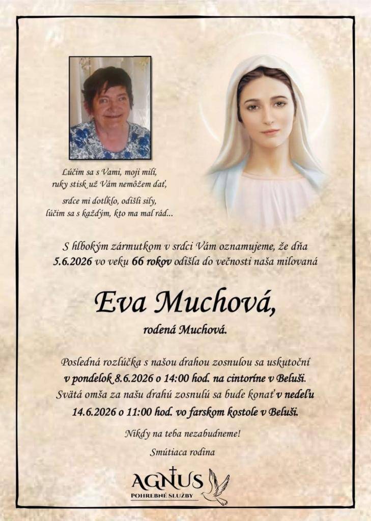 Muchová Eva, rid.Muchová jún 2026