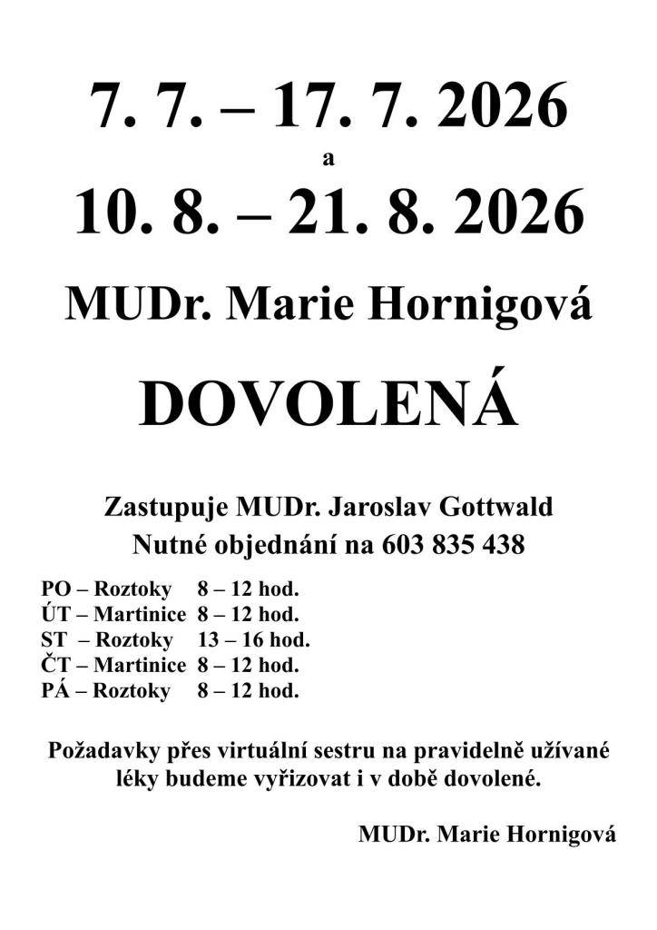informace z ordinace praktického lékaře