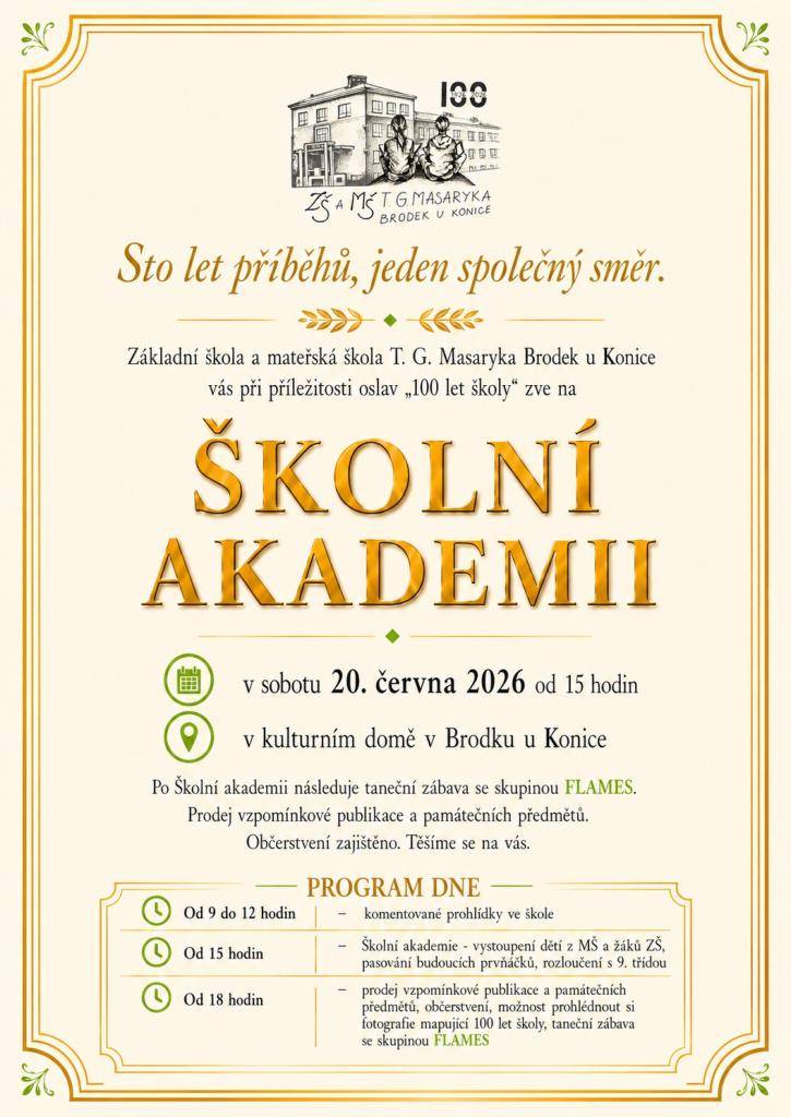 v sobotu 20.ž.2026 od 15:00 v kulturním domě v Brodku u Konice