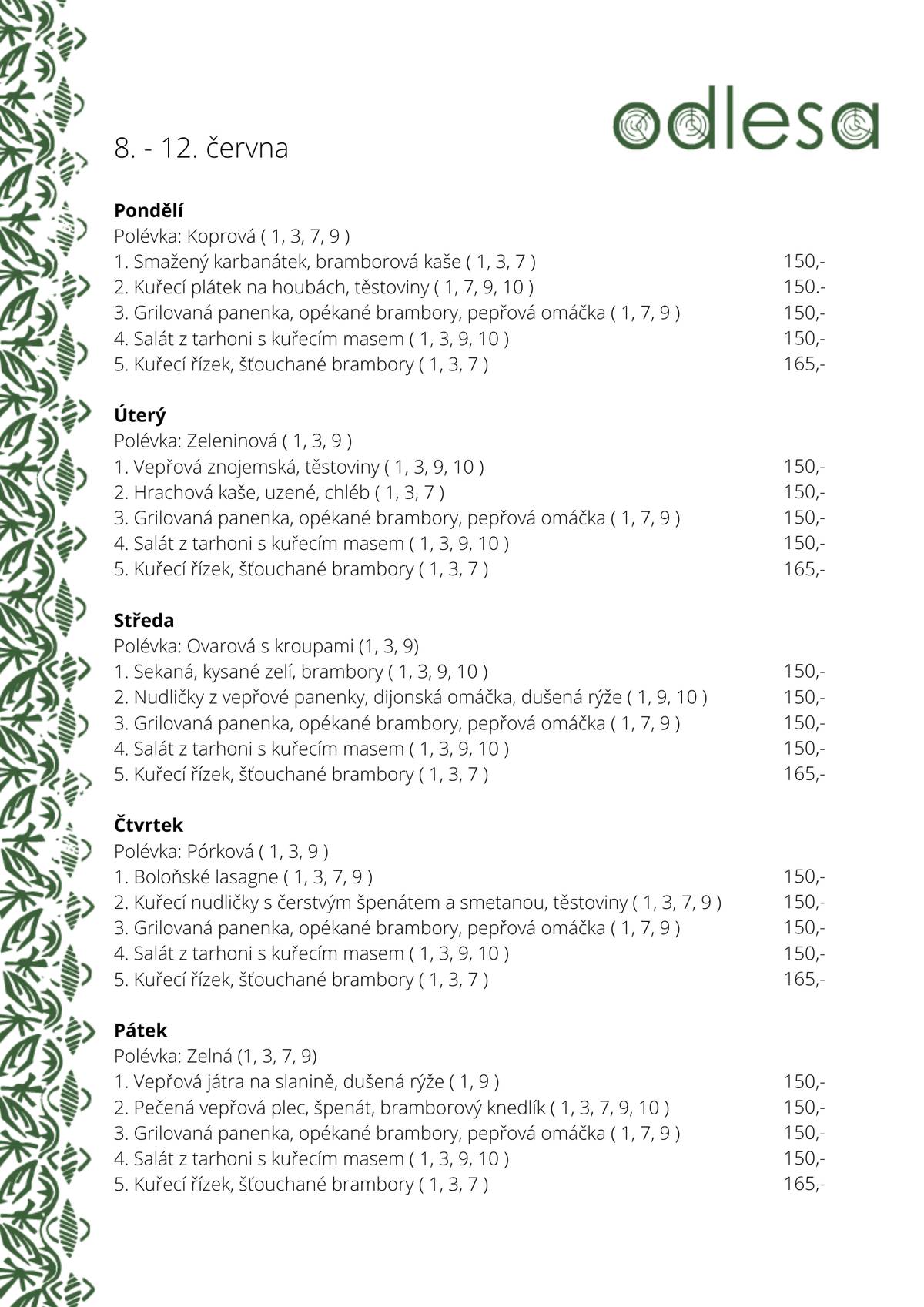 Vážení a milí spoluobčané, Pivovarská restaurace vás zve na polední menu.