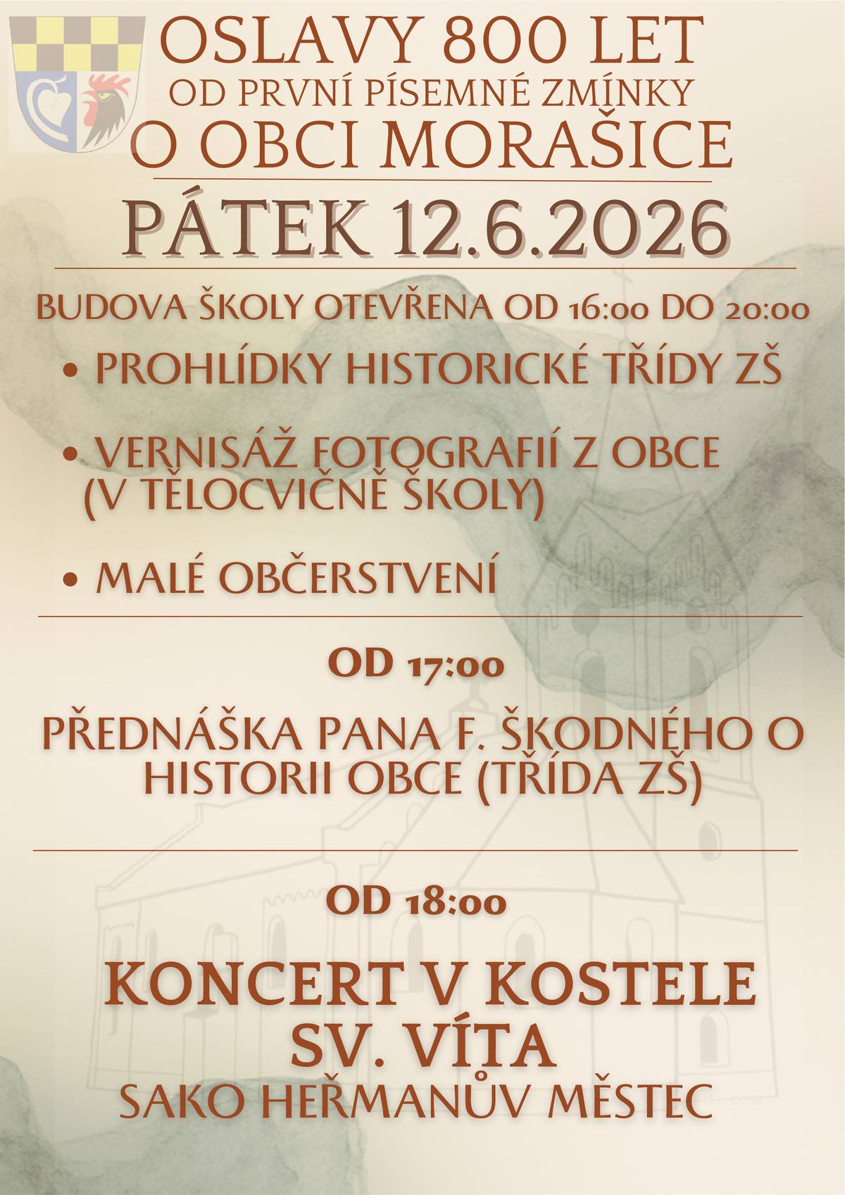 Pozvánka na oslavu 800 let od první písemné zmínky o obci Morašice na tento víkend. Více v příloze.