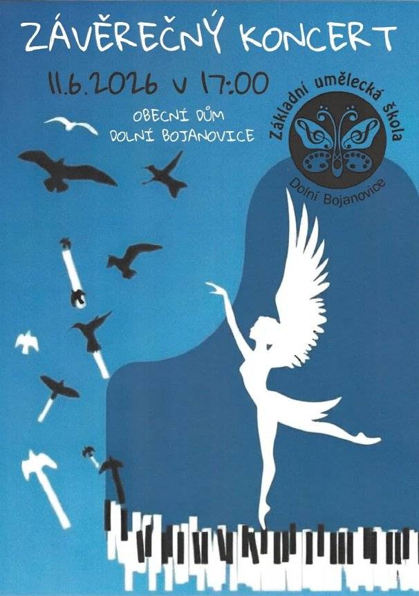 Základní umělecká škola Dolní Bojanovice vás zve na závěrečný koncert hudebního a tanečního oboru, který se uskuteční ve čtvrtek 11. července v 17:00 hodin v sále Obecního domu.