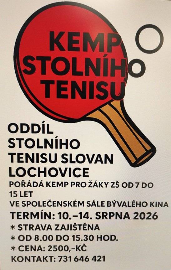 📍 Společenský sál bývalého kina, Lochovice 📅 10.–14. srpna 2026 🕗 8:00–15:30 hod. 🍽️ Strava zajištěna