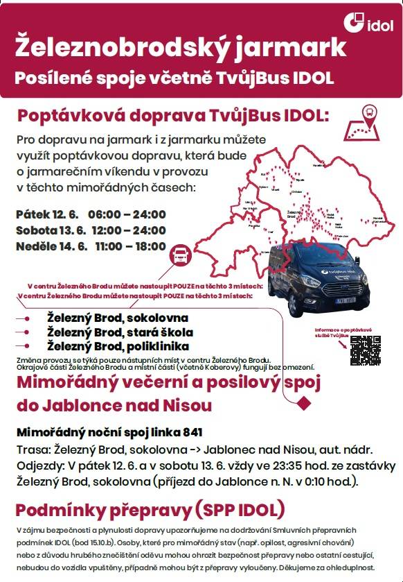 Železnobrodský jarmark  Poptávková doprava TvůjBus IDOL: Posílené spoje včetně TvůjBus