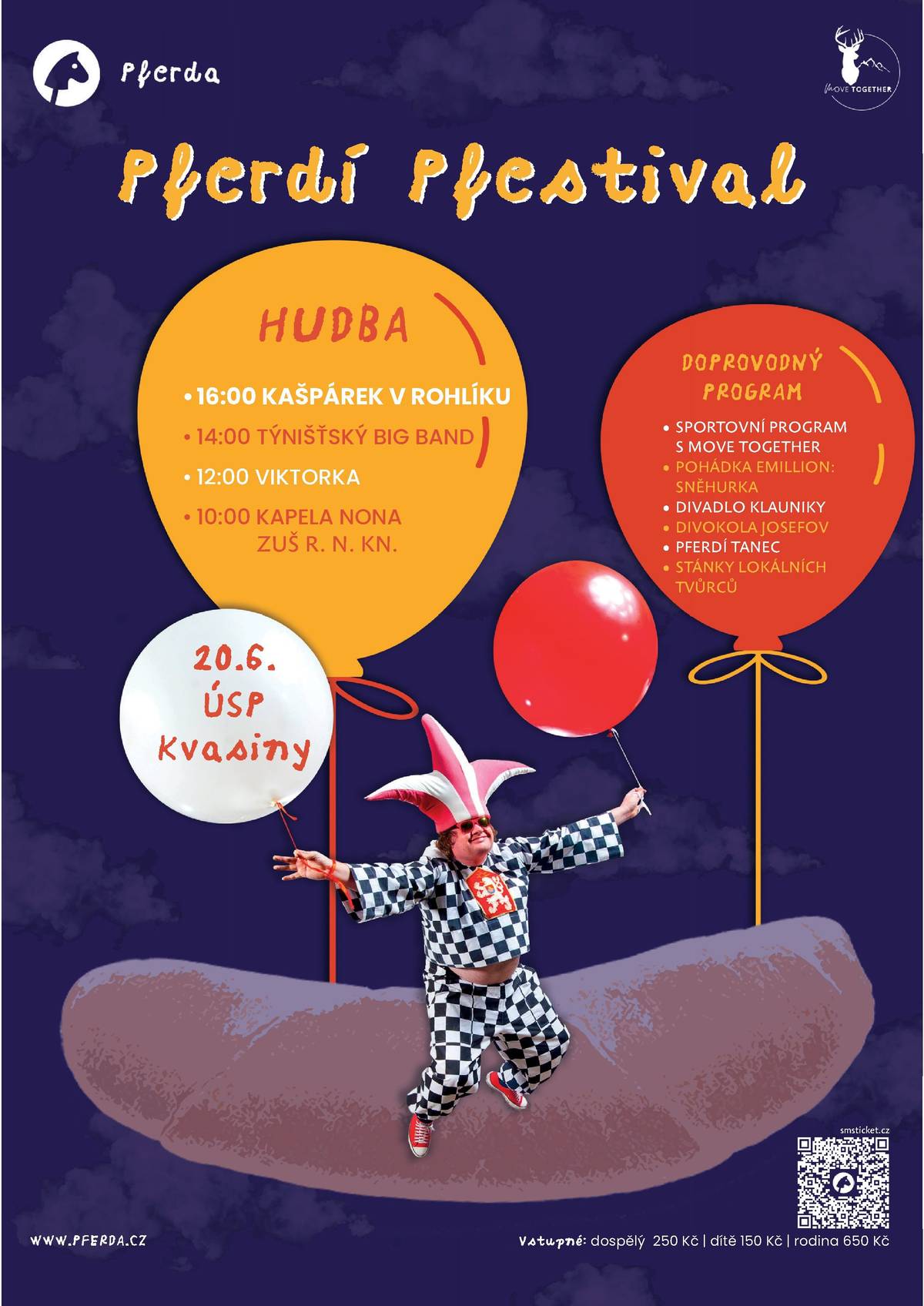 Další ročník Pferdího Pfestivalu je tady! Čeká vás skvělá párty s Kašpárkem v rohlíku sportovní program s Move Together divadelní představení s eMILLIon a hromada dalšího programu! Přijďte si užít den plný zábavy v sobotu 20.6. do Kvasin.