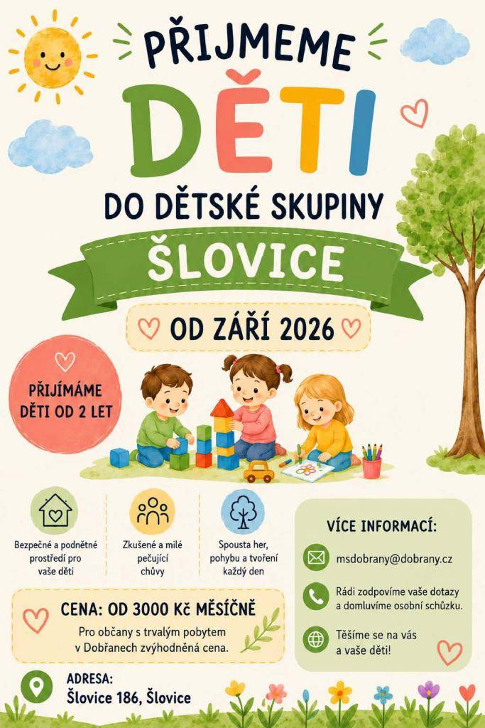 Pokud hledáte pro své dítě bezpečné, podnětné a přátelské prostředí, je tu možnost právě pro vás...